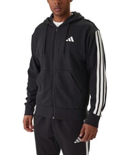 ADIDAS 3 STRIPES Felpa full zip, con cappuccio black - Felpe Uomo - 1