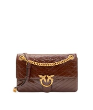 PINKO LOVE ONE LIGHT Borsa media in pelle trapuntata castano intenso-antique gold - Borse Donna - 1