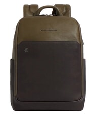 PIQUADRO BLACK SQUARE  Zaino porta PC 14" in pelle verde/testa di moro - Zaini da lavoro porta PC - 1