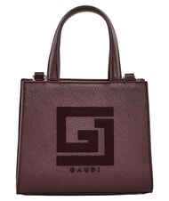 GAUD&Igrave; EMILY FLOCK Mini shopping bag con logo e tracolla burgundy - Borse Donna - 1