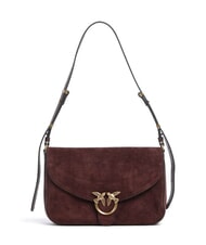 PINKO LOVE SATCHEL Borsa a spalla, in pelle suede borgogna-antique gold - Borse Donna - 1