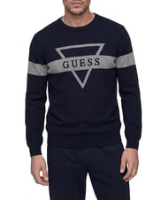 GUESS MARK LOGO JACQUARD Maglia con logo triangolare smartblue - Maglie Uomo - 1