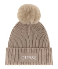 GUESS AMORETTE KNITTED Cappello con pon pon taupe - Cappelli - 1