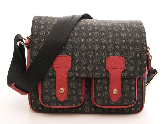 POLLINI HERITAGE CLASSIC Borsa messenger con tracolla nero lacca - Borse Donna