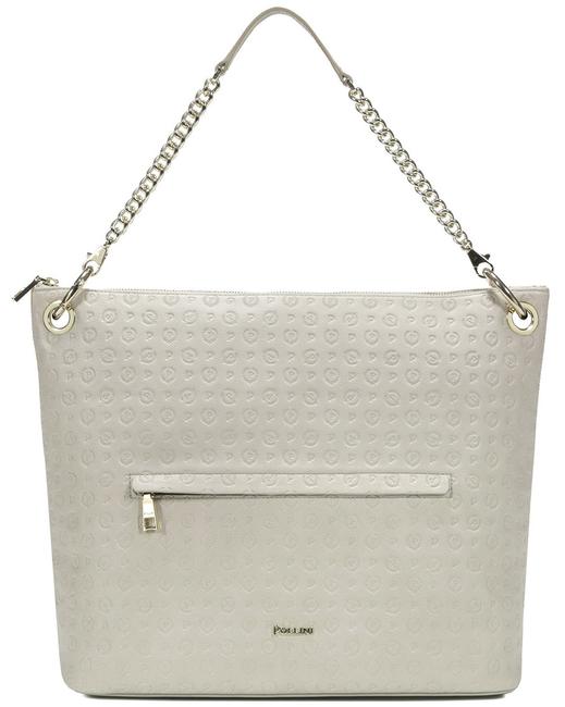 POLLINI Embossed Heritage Borsa a spalla, con tracolla e portachiavi BEIGE - Borse Donna