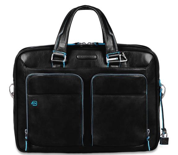PIQUADRO BLUE SQUARE Cartella in pelle porta PC 14" Nero - Cartelle Lavoro