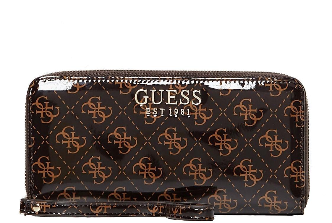 Portafoglio Guess Lorenna, Effetto Vernice Marrone