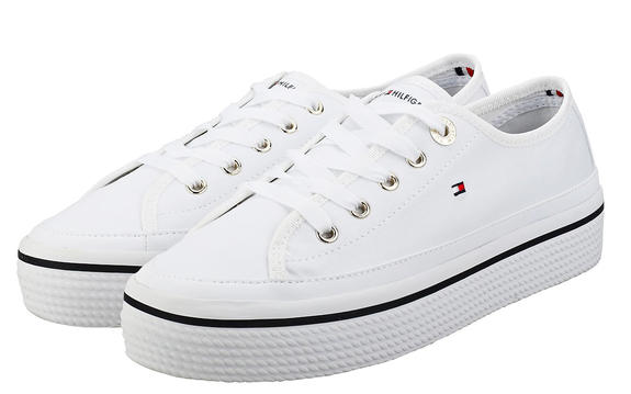 TOMMY HILFIGER  CORPORATE Sneakers in tessuto white - Scarpe Donna