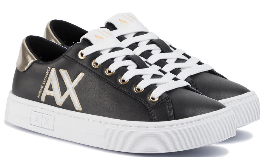 Armani Exchange Sneakers In Pelle Black Gold - Acquista A Prezzi Outlet!