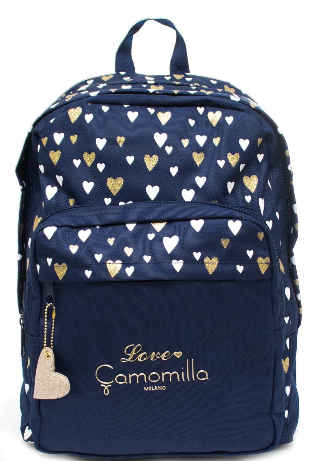 Zaino Donna Camomilla Milano - In Finta Pelle Metallizzata Con Cuore - 27x12x23 Cm - Foto 4