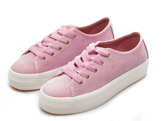 TOMMY HILFIGER  FLAG LOW CUT Sneakers in pelle  Pink Lavender - Scarpe Donna