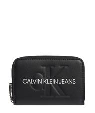CALVIN KLEIN  Portafoglio con zip around stampa logo NERO - Portafogli Donna - 1