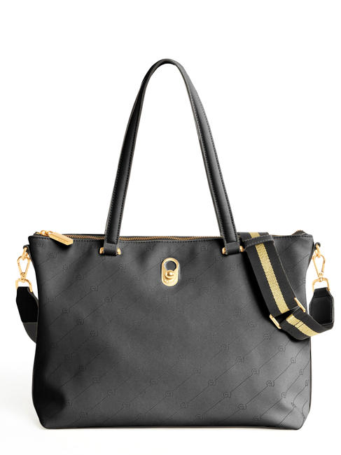 Gaudì Reven Logo Shopping Bag Con Tracolla Nero - Acquista A Prezzi Outlet!