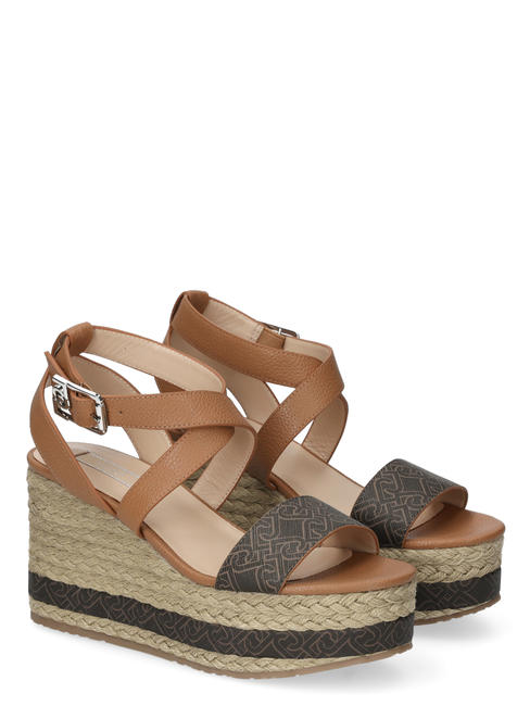Liujo Bella Logo Sandali Espadrillas Con Zeppa Tan - Acquista A Prezzi  Outlet!