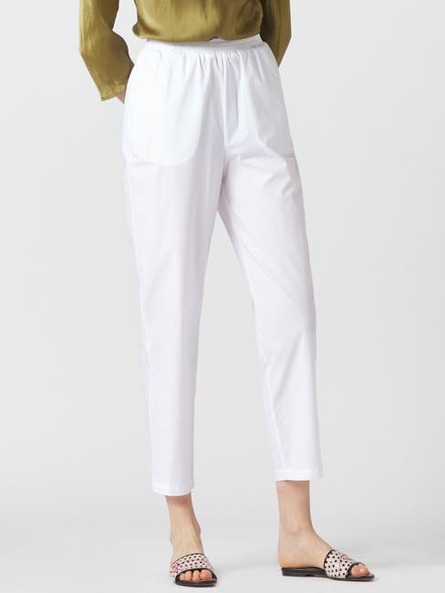 MANILA GRACE   Pantaloni in cotone bianco - Pantaloni Donna
