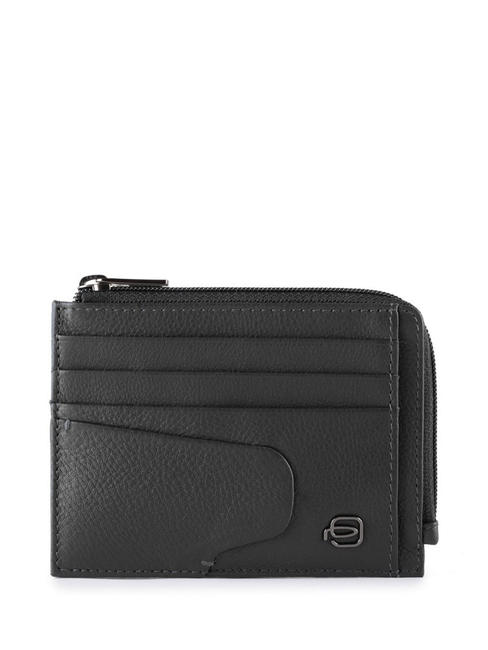 PIQUADRO AKRON Portafoglio in pelle con zip Nero - Portafogli Uomo