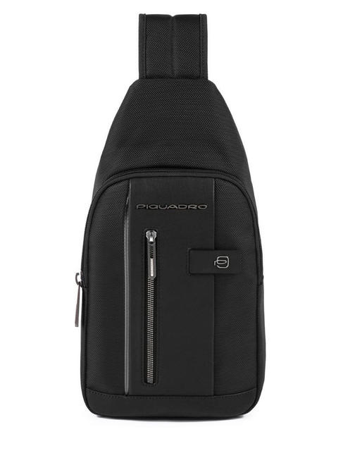 PIQUADRO brief 2 monospalla in tessuto riciclato Nero - Tracolle Uomo