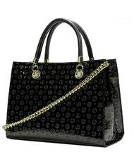 POLLINI Embossed Heritage Borsa a mano, con tracolla, in vernice Nero - Borse Donna - 3
