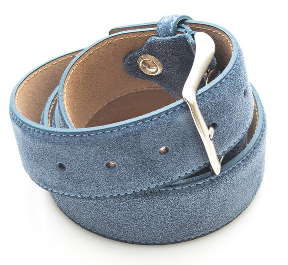 Cintura CASUAL, in pelle suede, accorciabile scubablue - Cinture