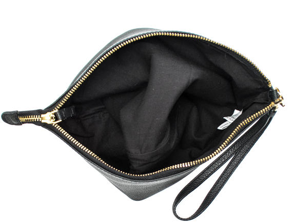  Pochette con polsierina, in pelle NERO - Borse Donna