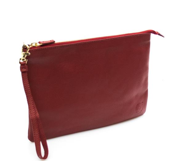  Pochette con polsierina, in pelle ROSSO - Borse Donna