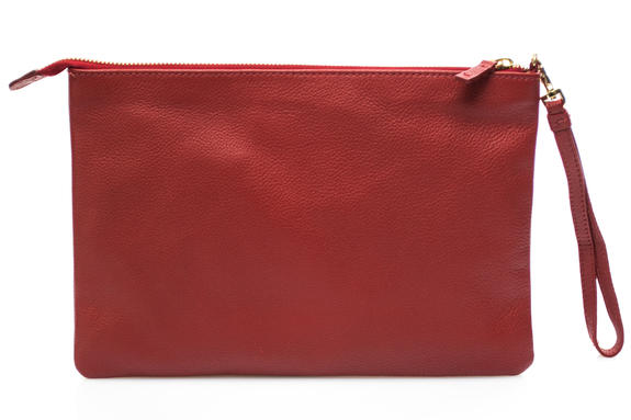  Pochette con polsierina, in pelle ROSSO - Borse Donna