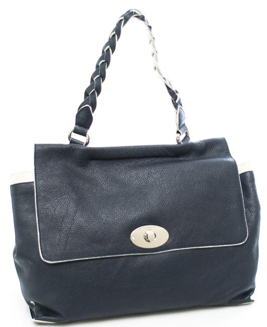 Delacroix Shopping bag, in pelle martellata blu - Borse Donna