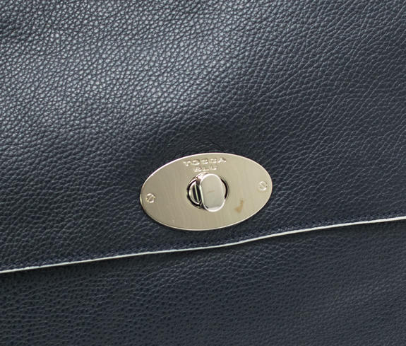 Delacroix Shopping bag, in pelle martellata blu - Borse Donna
