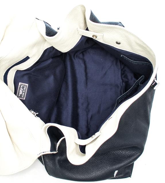 Delacroix Shopping bag, in pelle martellata blu - Borse Donna