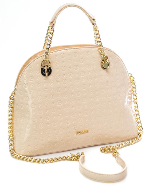 Embossed Heritage Vernice Dome bag a mano, con tracolla Nude - Borse Donna