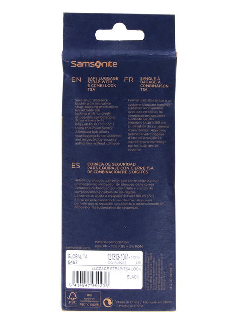  GLOBAL TRAVEL Cinghia TSA per bagaglio, con combinazione NERO - Accessori Viaggio