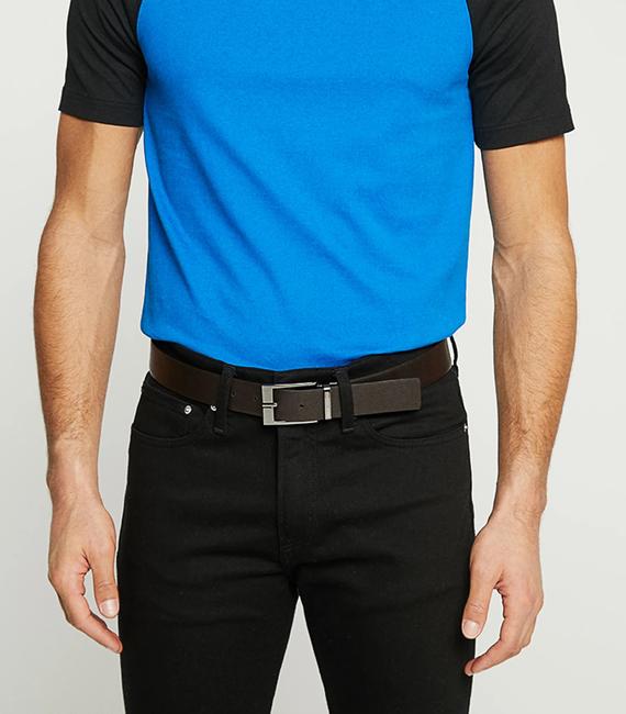 LOGO Cintura reversibile in pelle BLACK/DARK BROWN - Cinture
