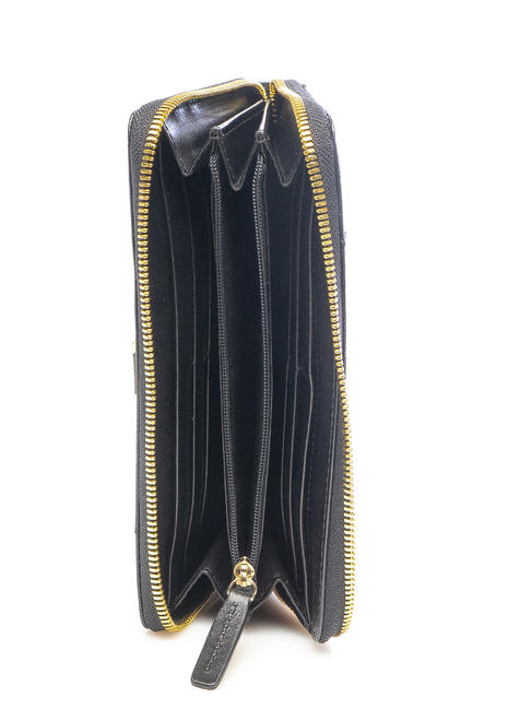 VIGNA  Portafoglio zip around in pelle Nero Oro - Portafogli Donna