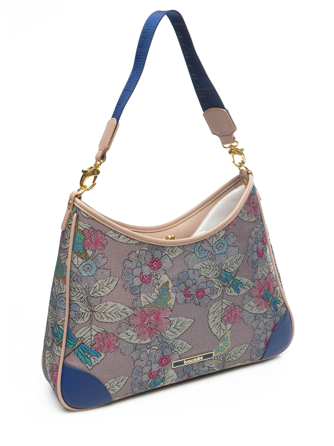 Braccialini Jacquard Borsa A Spalla Cipria/Flora - Acquista A Prezzi Outlet!