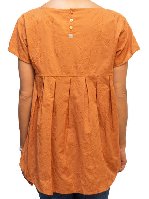   Blusa mezza manica ricami floreali  coccio - T-shirt e Top Donna