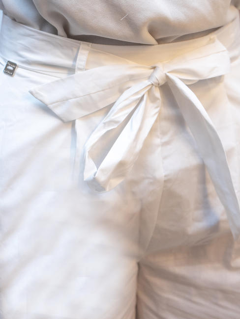   Pantaloni cropped in cotone offwhite - Pantaloni Donna