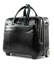 PIQUADRO BLU SQUARE Trolley pilota in pelle Nero - Trolley Pilota - 4