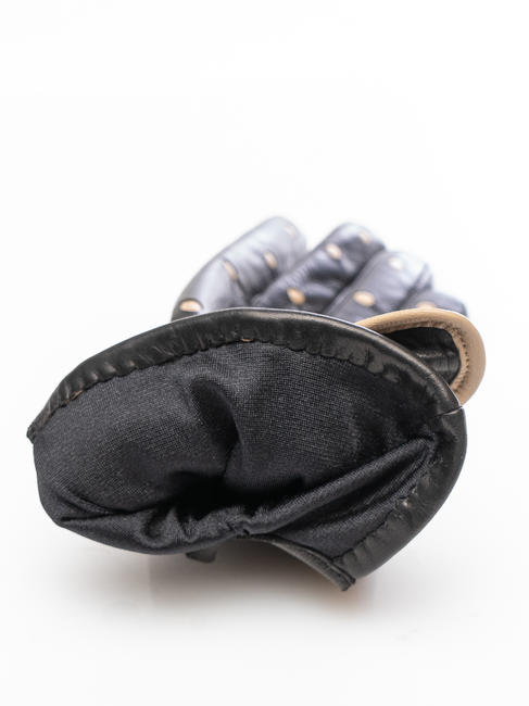 guanto in pelle pois e fiocchetto  Nero - Guanti