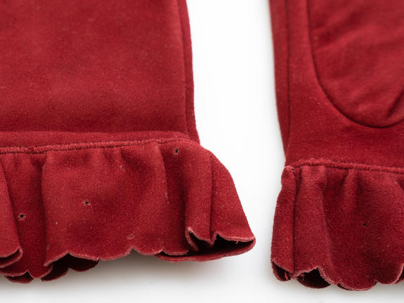 guanto con rouche in suede  bordeaux - Guanti