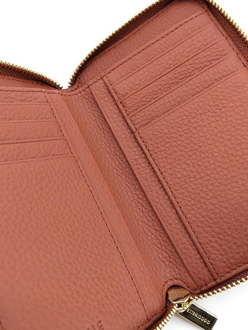 METALLIC SOFT Portafoglio medio in pelle zip around cinnam - Portafogli Donna