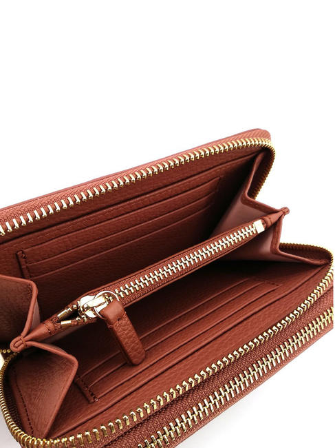 METALLIC SOFT Portafoglio medio in pelle zip around cinnam - Portafogli Donna