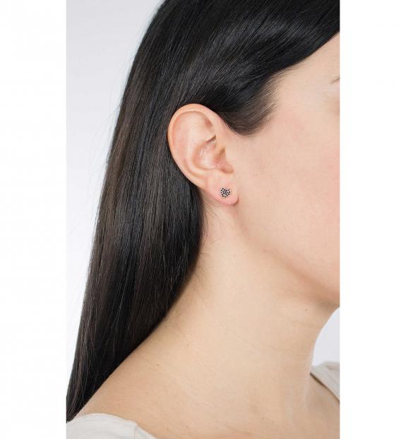 COCCOLE LUXURY Orecchini cuoricino in argento rose e zirconi neri rose - Orecchini