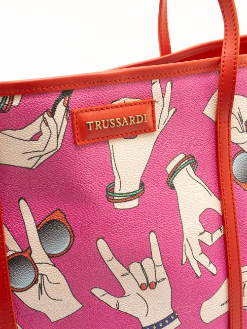 Shopping bag maxi con stampa all over  Fuchsia - Borse Donna