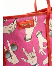 TRUSSARDI Shopping bag maxi con stampa all over  Fuchsia - Borse Donna - 3