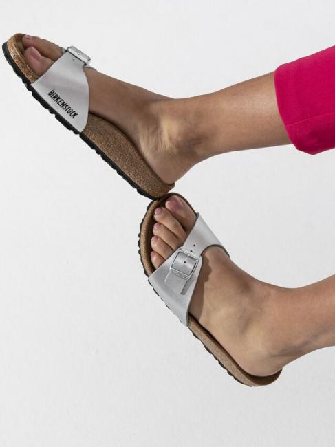 MADRID BIRKO FLOR Sandalo ciabatta silver - Scarpe Donna