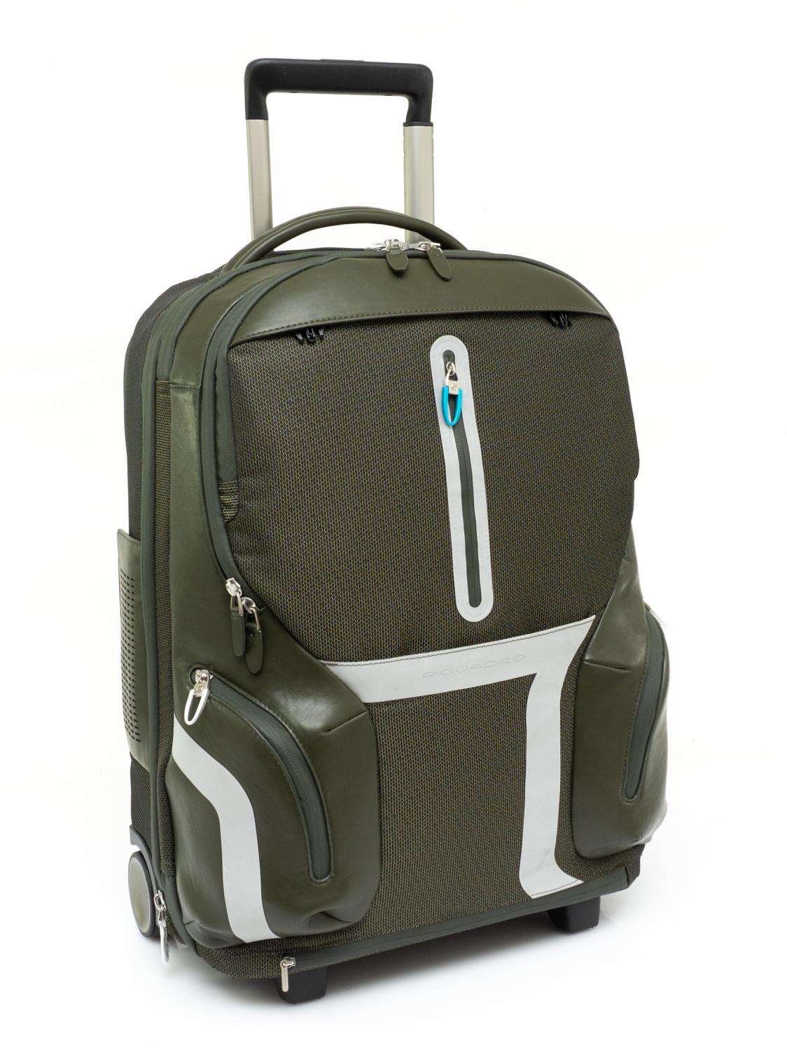 Piquadro Coleos Trolley Bagaglio A Mano Verde - Acquista A Prezzi Outlet!