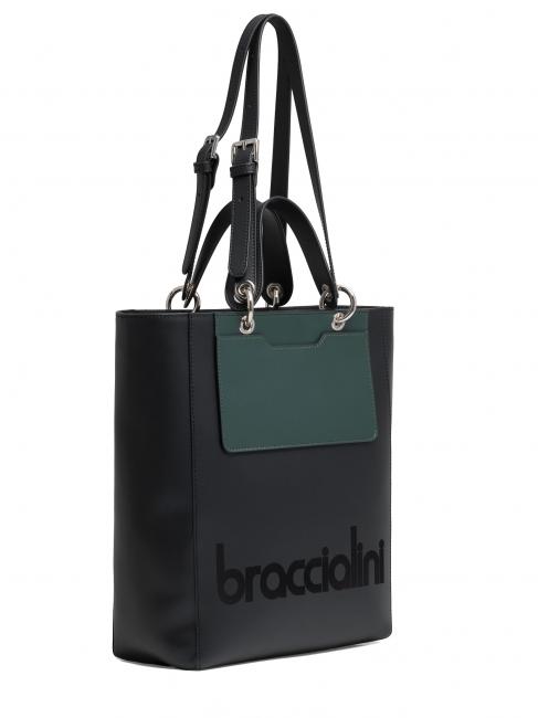 MY ONE Shopper a mano/a spalla nero/verde - Borse Donna