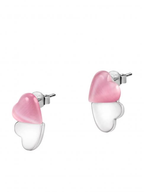 CUORE Orecchini in argento con cat eye  rosa/bianco - Orecchini