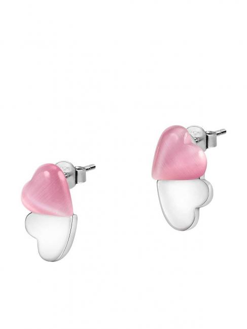 CUORE Orecchini in argento con cat eye  rosa/bianco - Orecchini