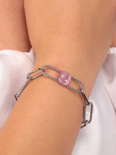 1930 Bracciale in acciaio con cat eye fucsia - Bracciali Donna